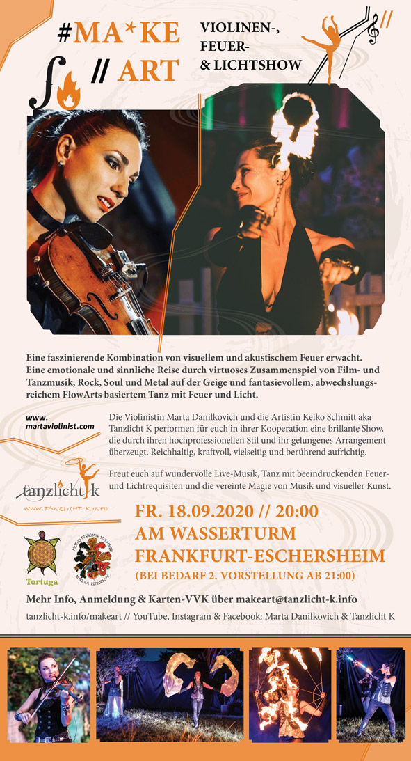 #Ma*Ke//Art, Frankfurt // Gestaltung von Eventflyer und Plakat // Violinen-, Feuer- und Lichtshow
